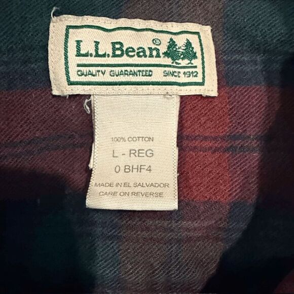 L.L. Bean Scotch Plaid Flannel Buchanan Traditional Red Green Blue Size Large - Picture 4 of 9